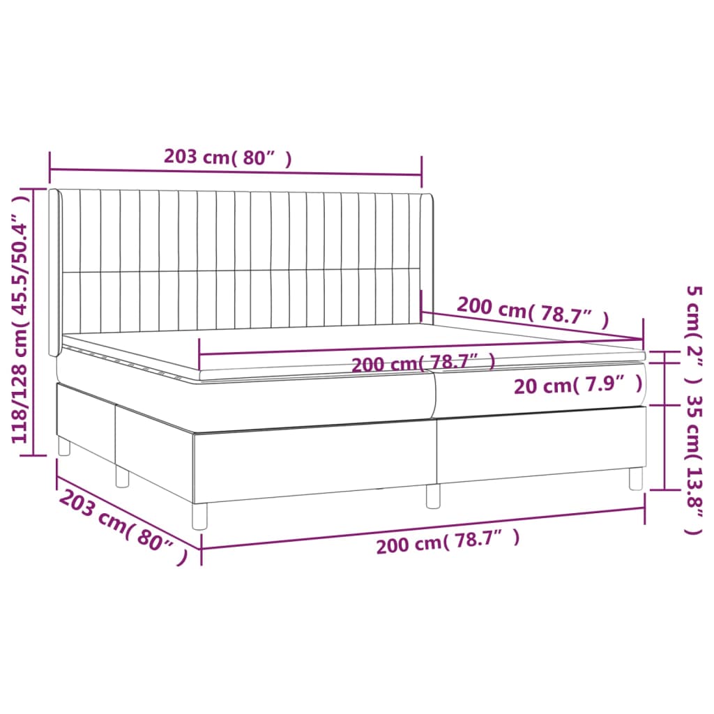 Box Spring Postel S Matrací Tmavě Hnědá 200X200 Cm Textil