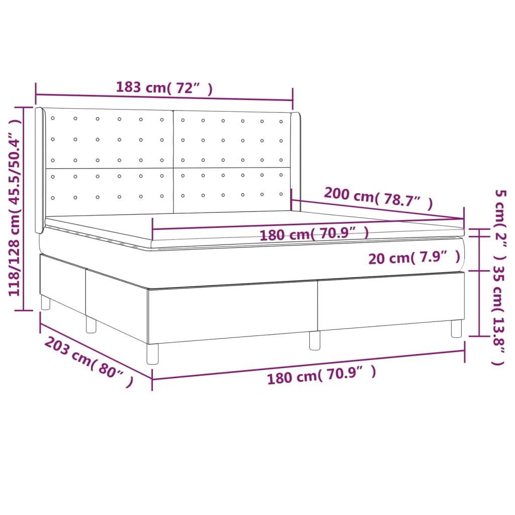 Box Spring Postel S Matrací Tmavě Hnědá 180X200 Cm Textil