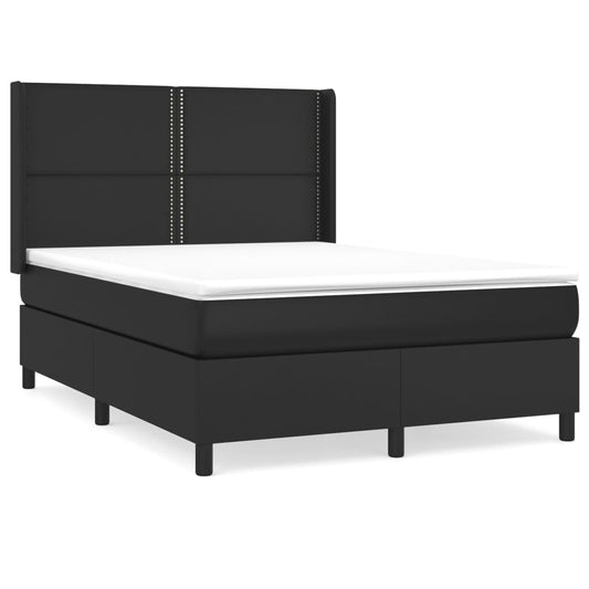 Box Spring Postel S Matrací Černá Umělá Kůže Černá