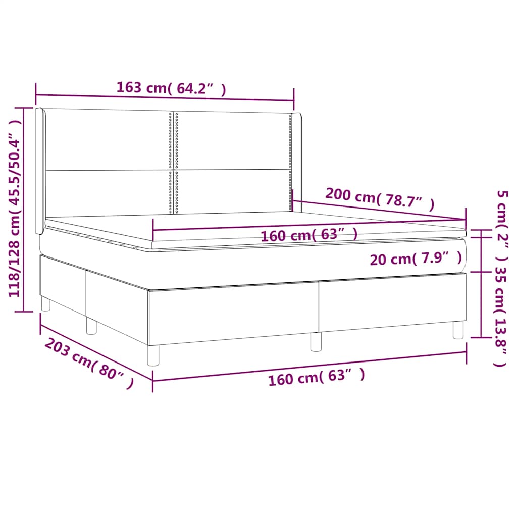 Box Spring Postel S Matrací Tmavě Modrá 160X200 Cm Samet