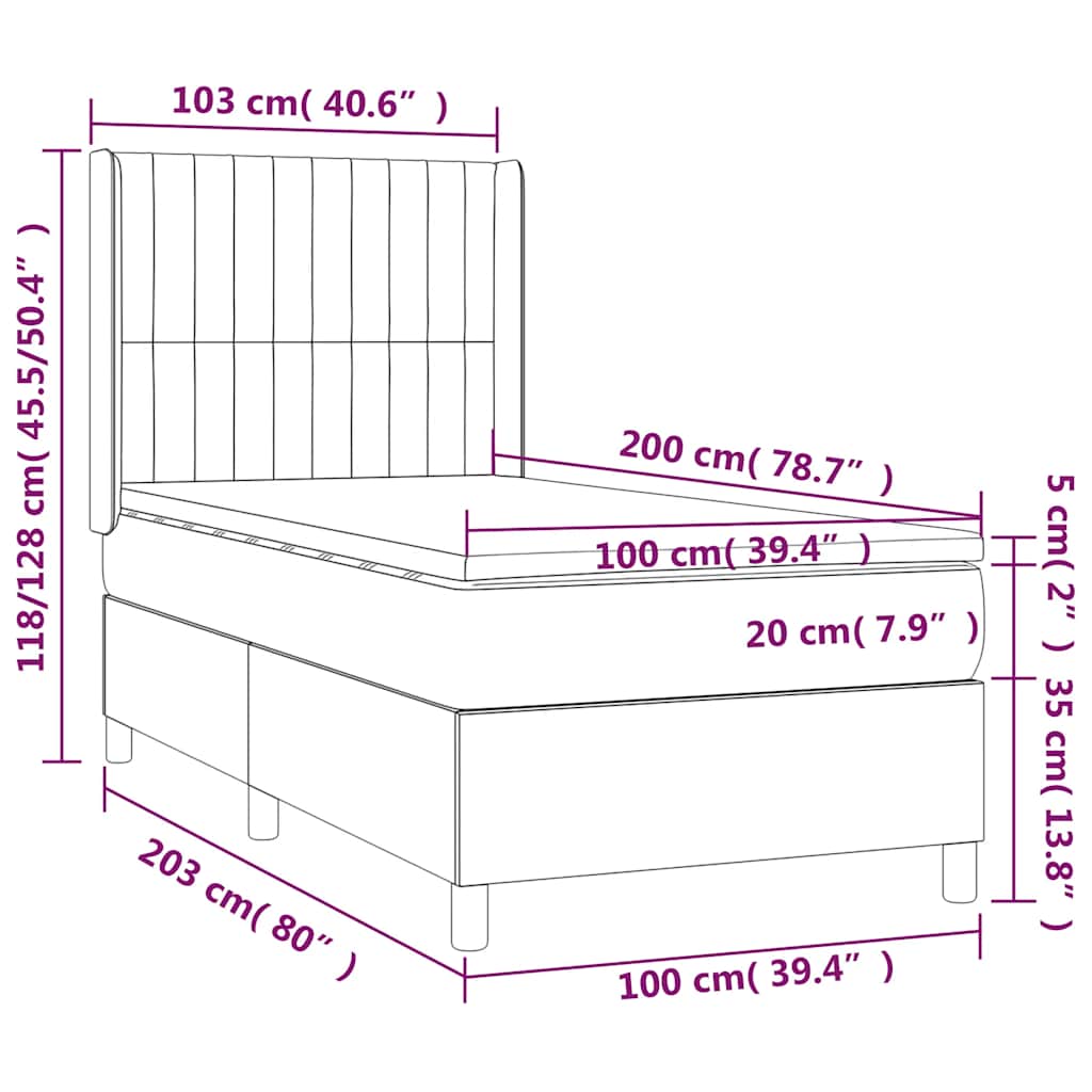 Box Spring Postel S Matrací Tmavě Zelená 100X200 Cm Samet