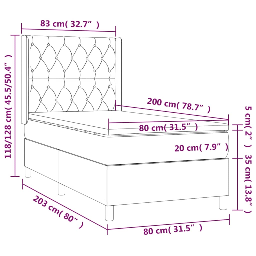Box Spring Postel S Matrací Tmavě Zelená 80 X 200 Cm Samet