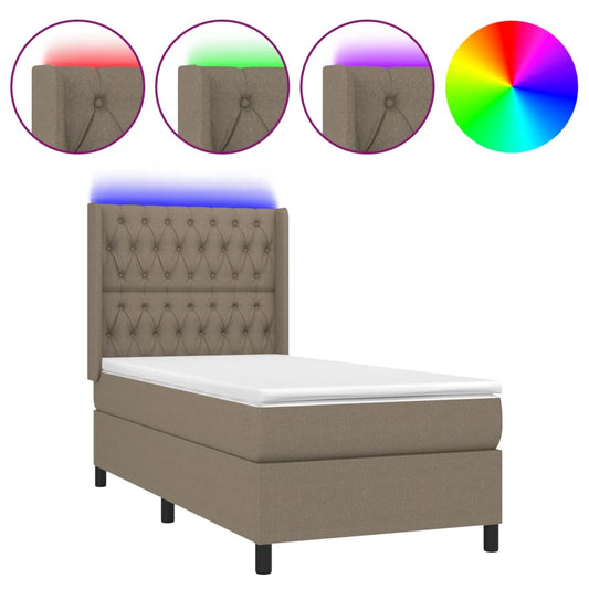 Box Spring Postel S Matrací A Led Textil Taupe