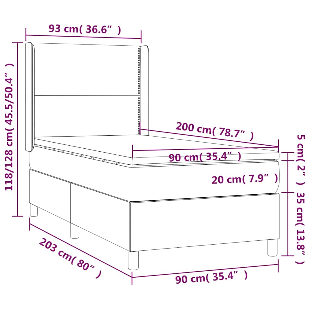Box Spring Postel S Matrací A Led Tmavě Zelená 90X200 Cm Samet