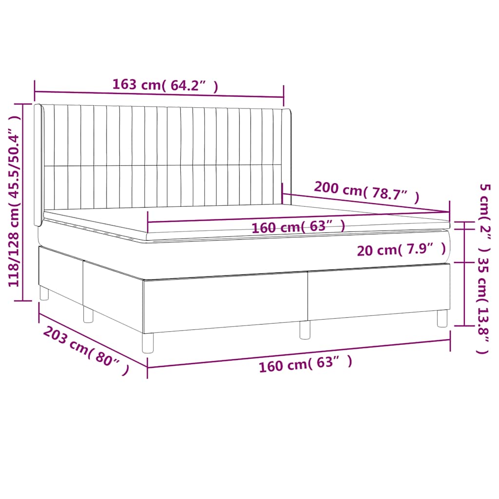 Box Spring Postel S Matrací A Led Tmavě Zelená 160X200 Cm Samet