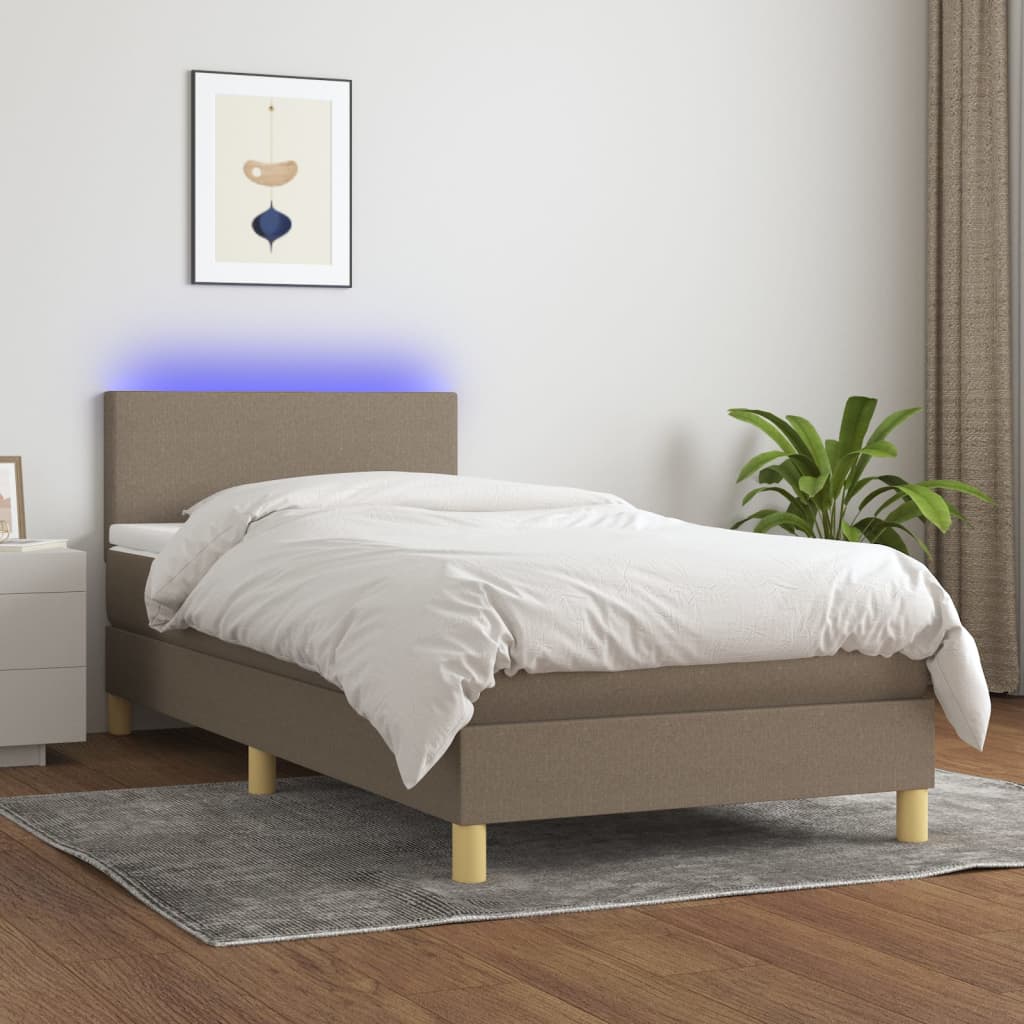 Box Spring Postel S Matrací A Led Textil Taupe