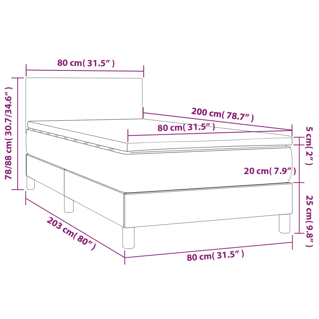 Box Spring Postel S Matrací A Led Černá 80 X 200 Cm Samet