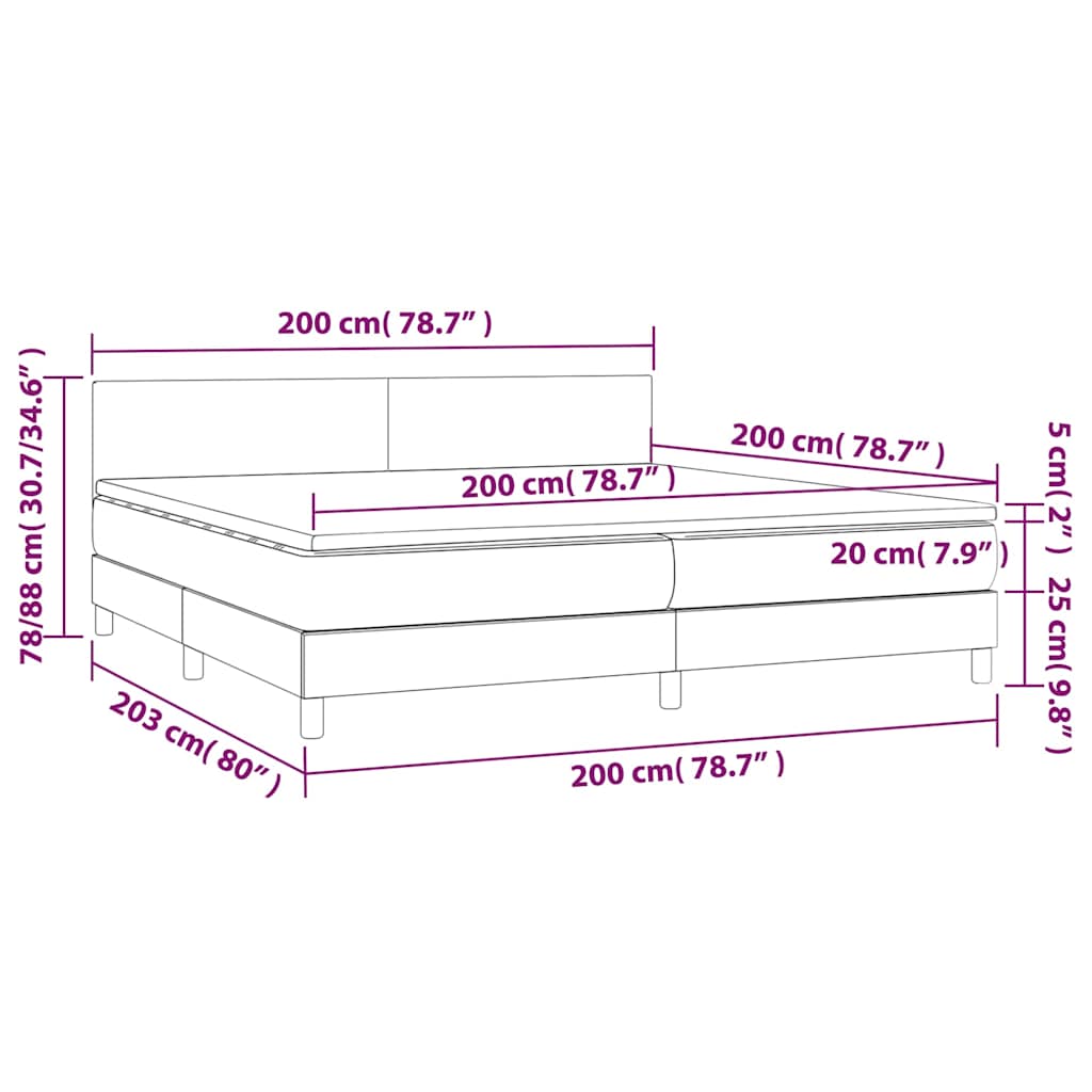 Box Spring Postel S Matrací A Led Tmavě Modrá 200X200 Cm Samet
