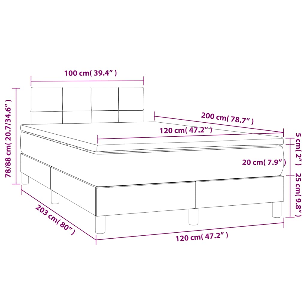 Box Spring Postel S Matrací A Led Tmavě Zelená 120X200 Cm Samet