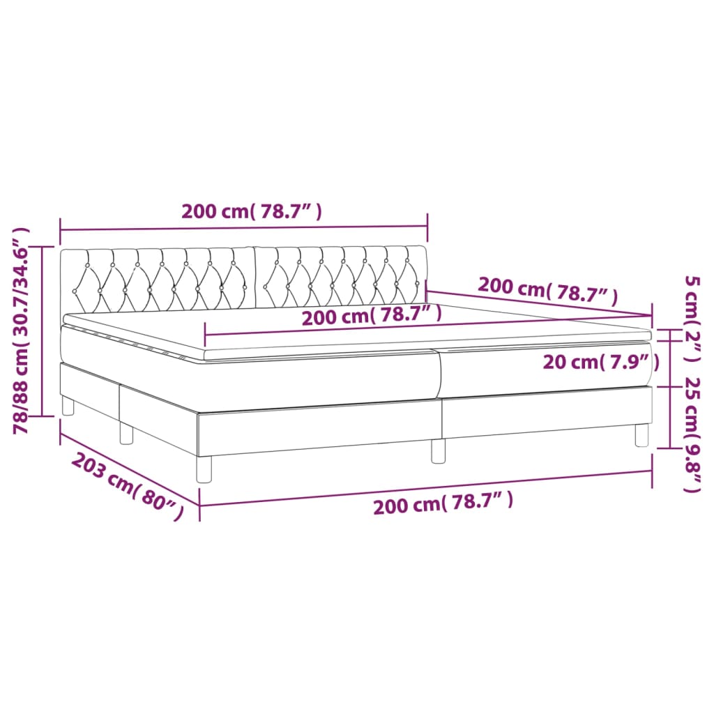 Box Spring Postel S Matrací A Led Samet Tmavě Šedá
