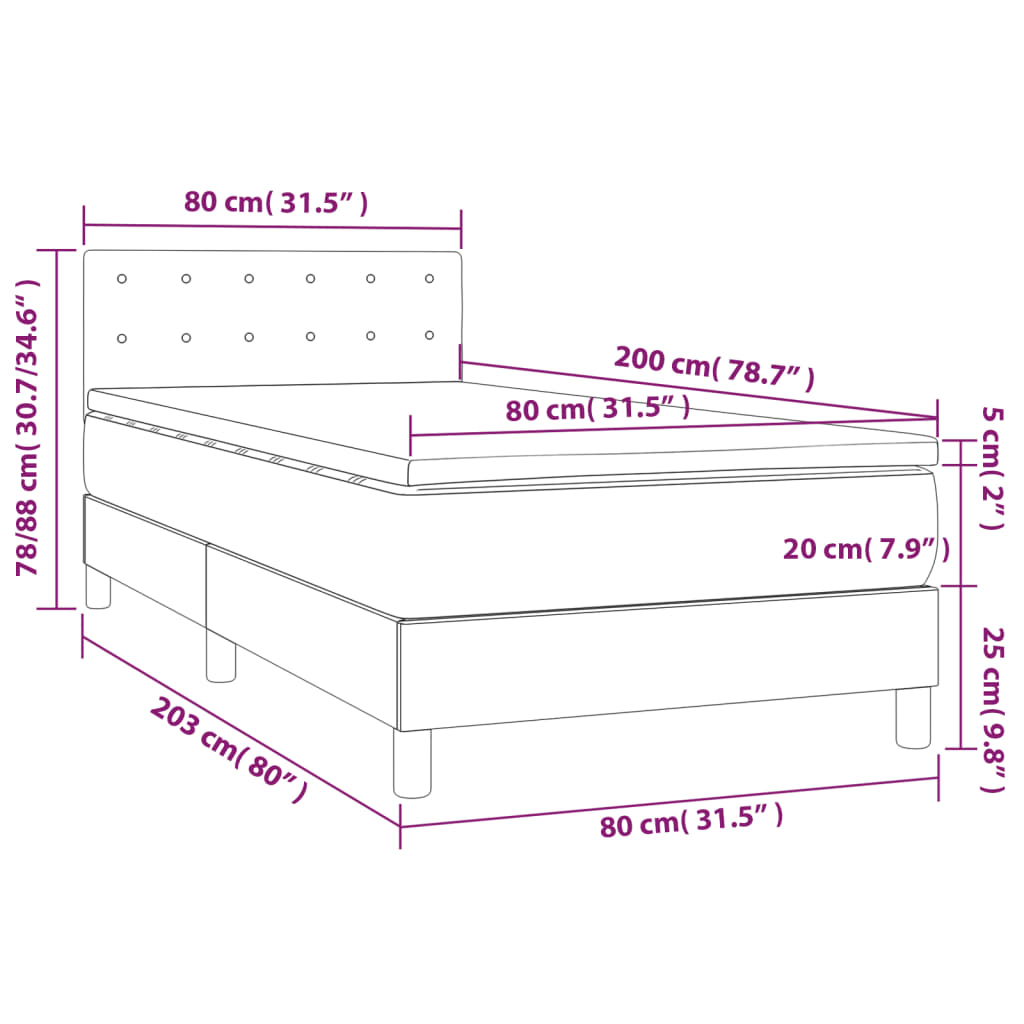 Box Spring Postel S Matrací A Led Samet Tmavě Šedá