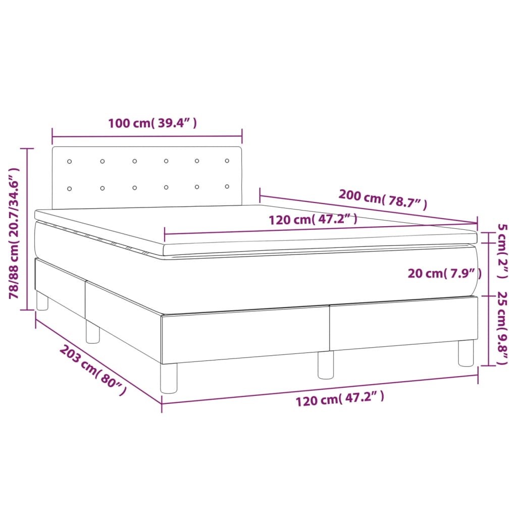 Box Spring Postel S Matrací A Led Samet Tmavě Šedá