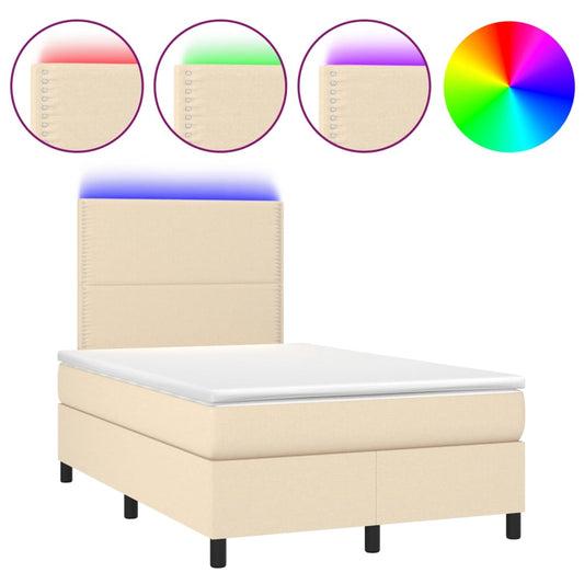 Box Spring Postel S Matrací A Led Textil Krémová