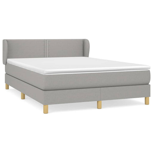Box Spring Postel S Matrací Textil Světle Šedá