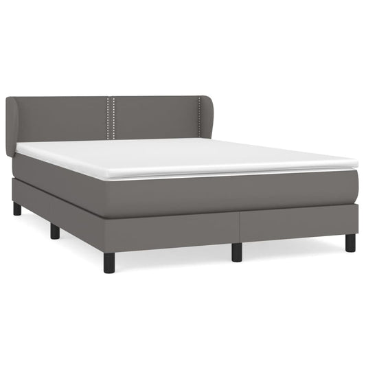 Box Spring Postel S Matrací Šedá Umělá Kůže Šedá