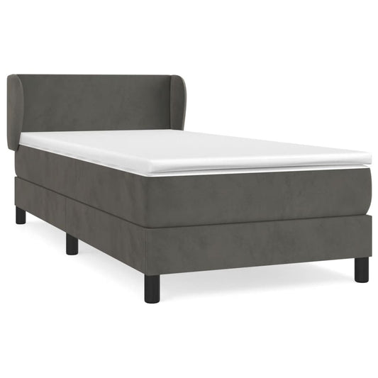 Box Spring Postel S Matrací Samet Tmavě Šedá