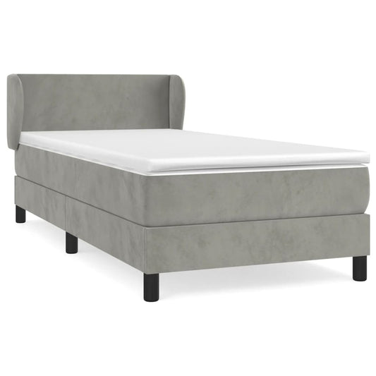 Box Spring Postel S Matrací Samet Světle Šedá