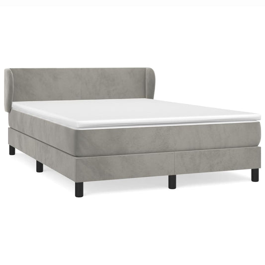 Box Spring Postel S Matrací Samet Světle Šedá