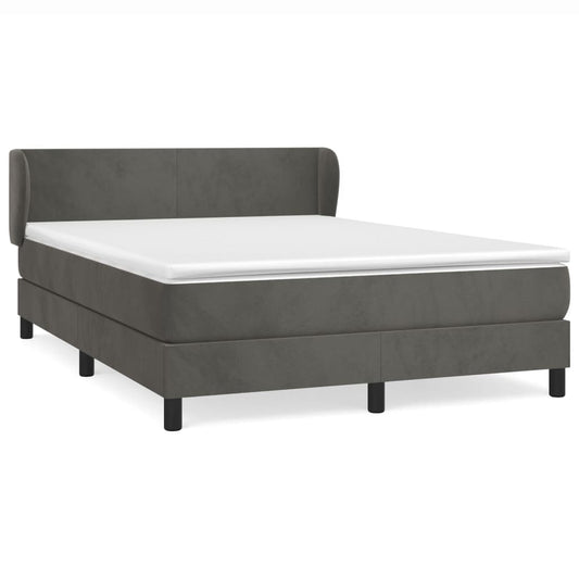 Box Spring Postel S Matrací Samet Tmavě Šedá