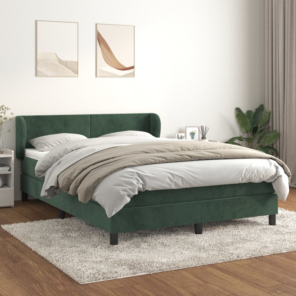 Box Spring Postel S Matrací Samet Tmavě Zelená
