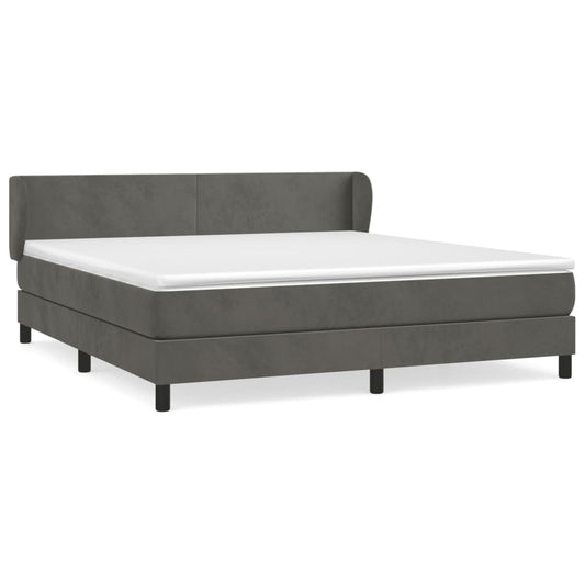 Box Spring Postel S Matrací Samet Tmavě Šedá