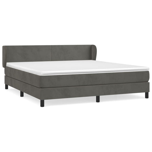 Box Spring Postel S Matrací Samet Tmavě Šedá