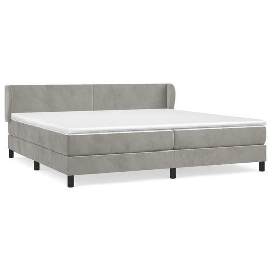 Box Spring Postel S Matrací Samet Světle Šedá