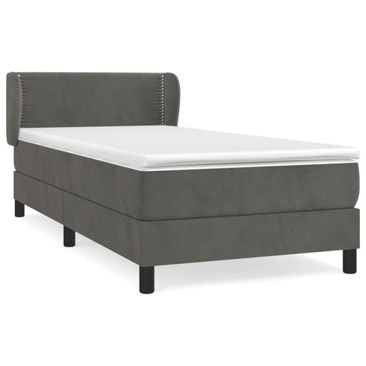 Box Spring Postel S Matrací Samet Tmavě Šedá