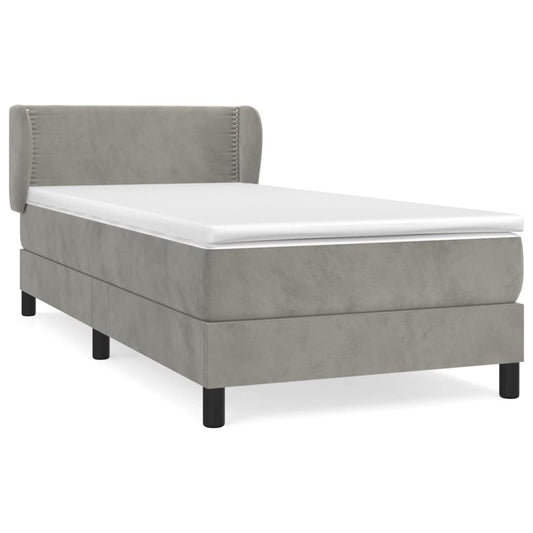 Box Spring Postel S Matrací Samet Světle Šedá