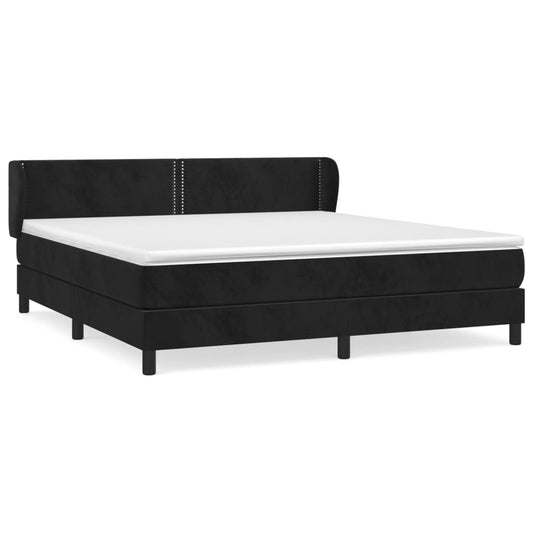 Box Spring Postel S Matrací Černá Samet Černá