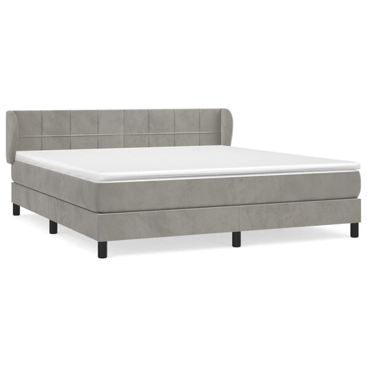 Box Spring Postel S Matrací Samet Světle Šedá