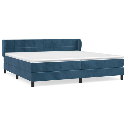 Box Spring Postel S Matrací Tmavě Modrá Samet Tmavě Moddrá