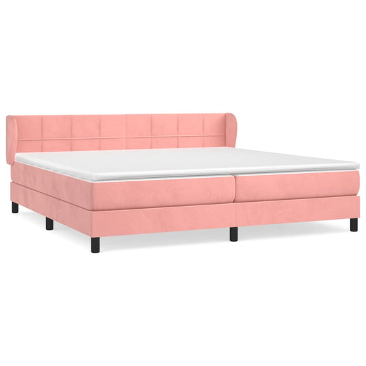 Box Spring Postel S Matrací Samet Růžová