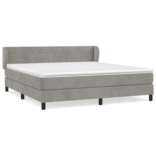 Box Spring Postel S Matrací Samet Světle Šedá