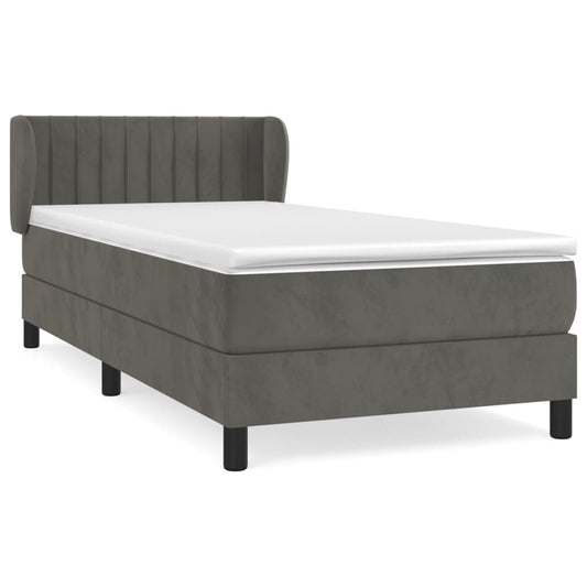 Box Spring Postel S Matrací Samet Tmavě Šedá