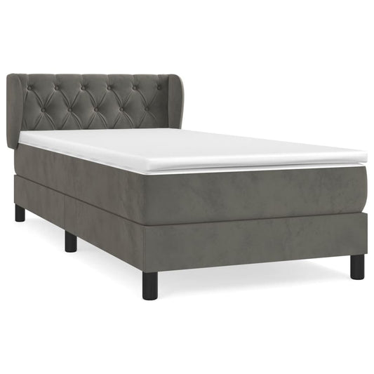 Box Spring Postel S Matrací Samet Tmavě Šedá