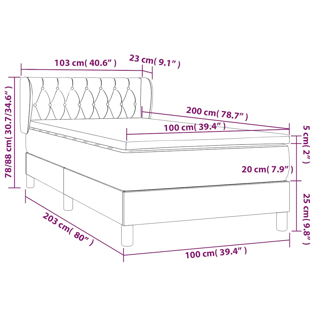 Box Spring Postel S Matrací Tmavě Modrá Samet Tmavě Moddrá
