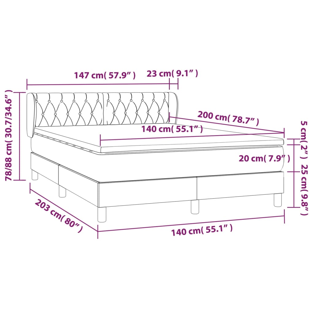 Box Spring Postel S Matrací Tmavě Modrá Samet Tmavě Moddrá