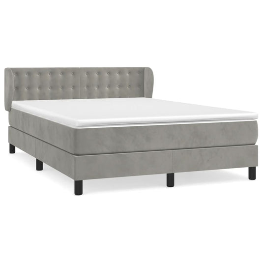 Box Spring Postel S Matrací Samet Světle Šedá