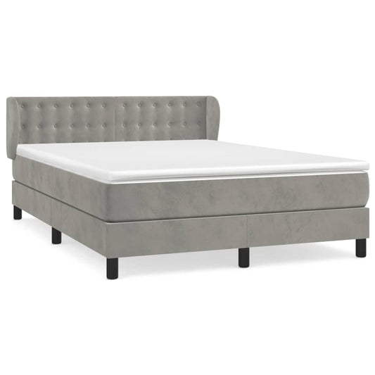 Box Spring Postel S Matrací Samet Světle Šedá