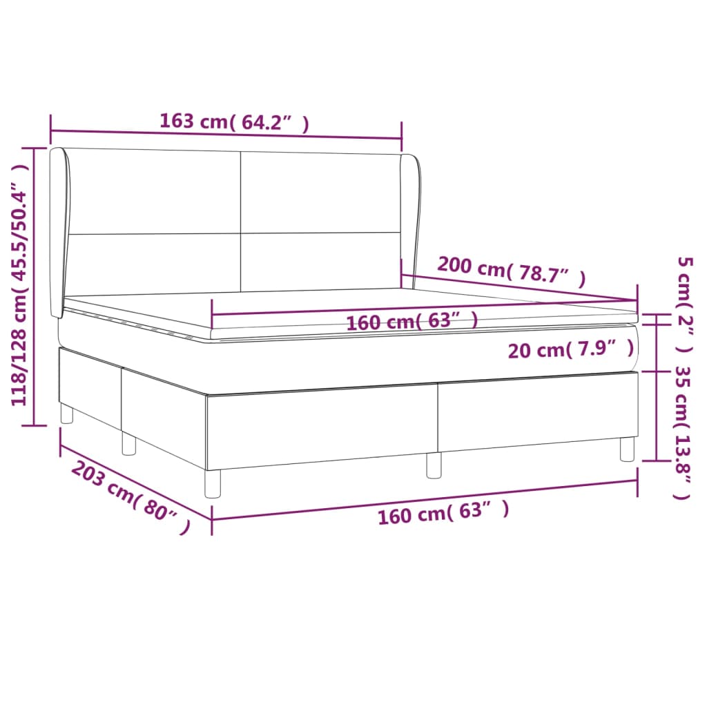 Box Spring Postel S Matrací Tmavě Hnědá 160X200 Cm Textil