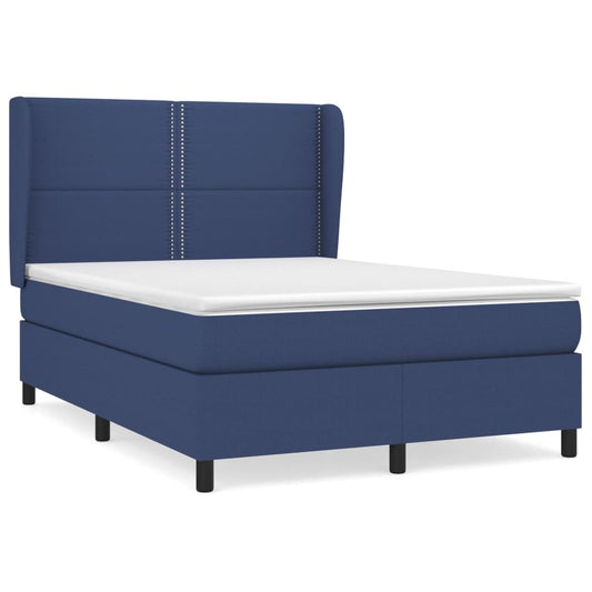 Box Spring Postel S Matrací Textil Modrá