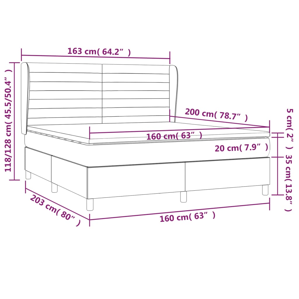 Box Spring Postel S Matrací Tmavě Hnědá 160X200 Cm Textil