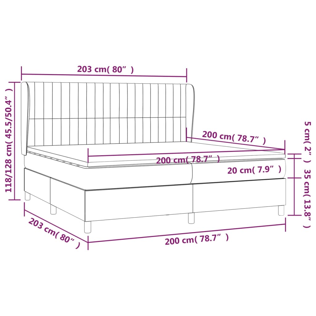 Box Spring Postel S Matrací Tmavě Hnědá 200X200 Cm Textil