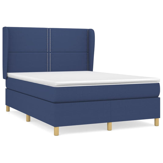 Box Spring Postel S Matrací Textil Modrá