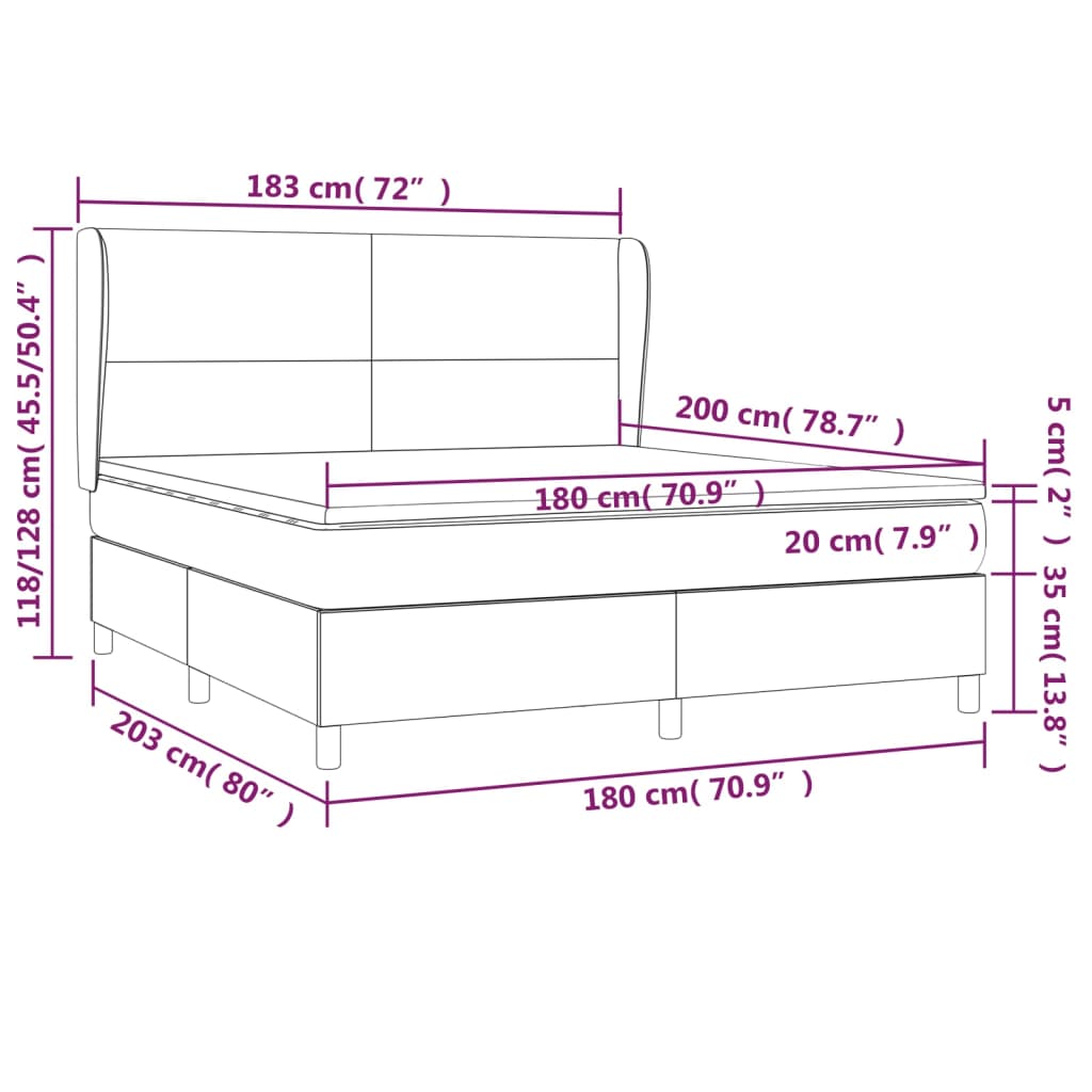 Box Spring Postel S Matrací Bílá 180X200 Cm Umělá Kůže