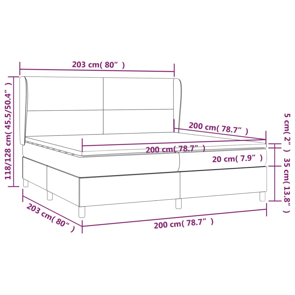 Box Spring Postel S Matrací Bílá 200X200 Cm Umělá Kůže