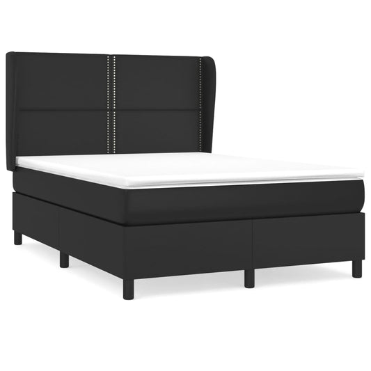 Box Spring Postel S Matrací Černá Umělá Kůže Černá