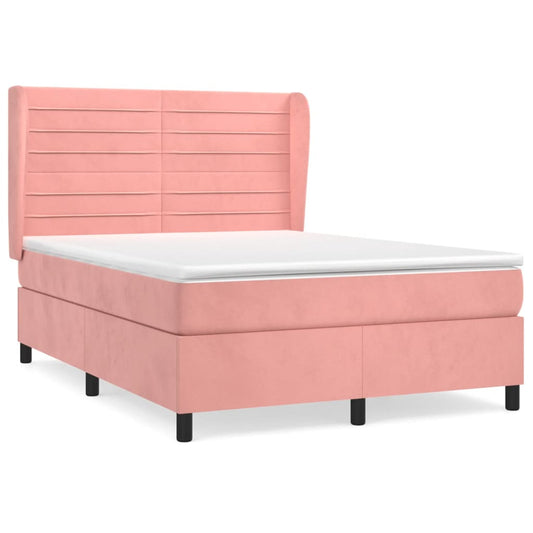 Box Spring Postel S Matrací Samet Růžová