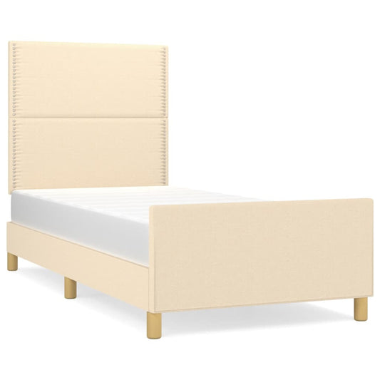 Rám Postele Bez Matrace Textil Krémová